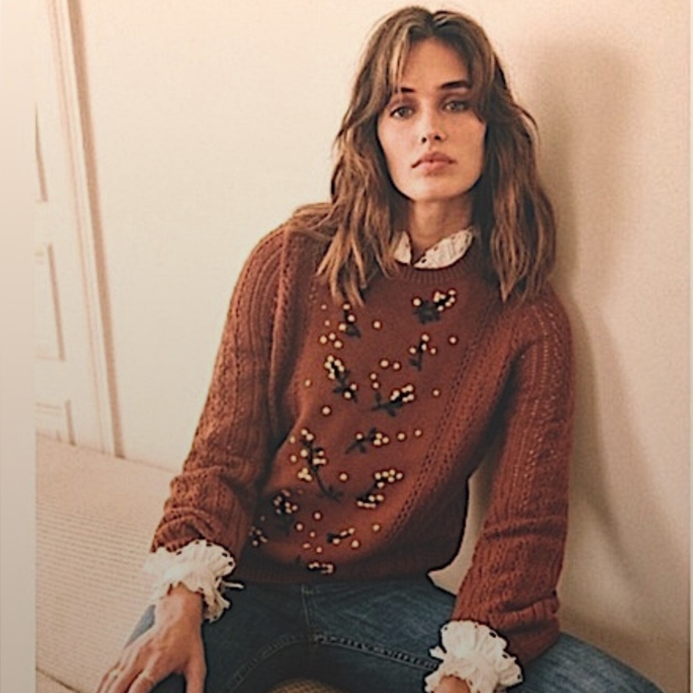 Sézane Wool Blend Sweater in Brown